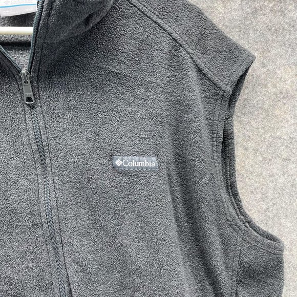 Columbia Vest Men's XXL Adult Gray PFG Outdoor Fleece Sleeveless Full Zip Logo - Picture 3 of 11